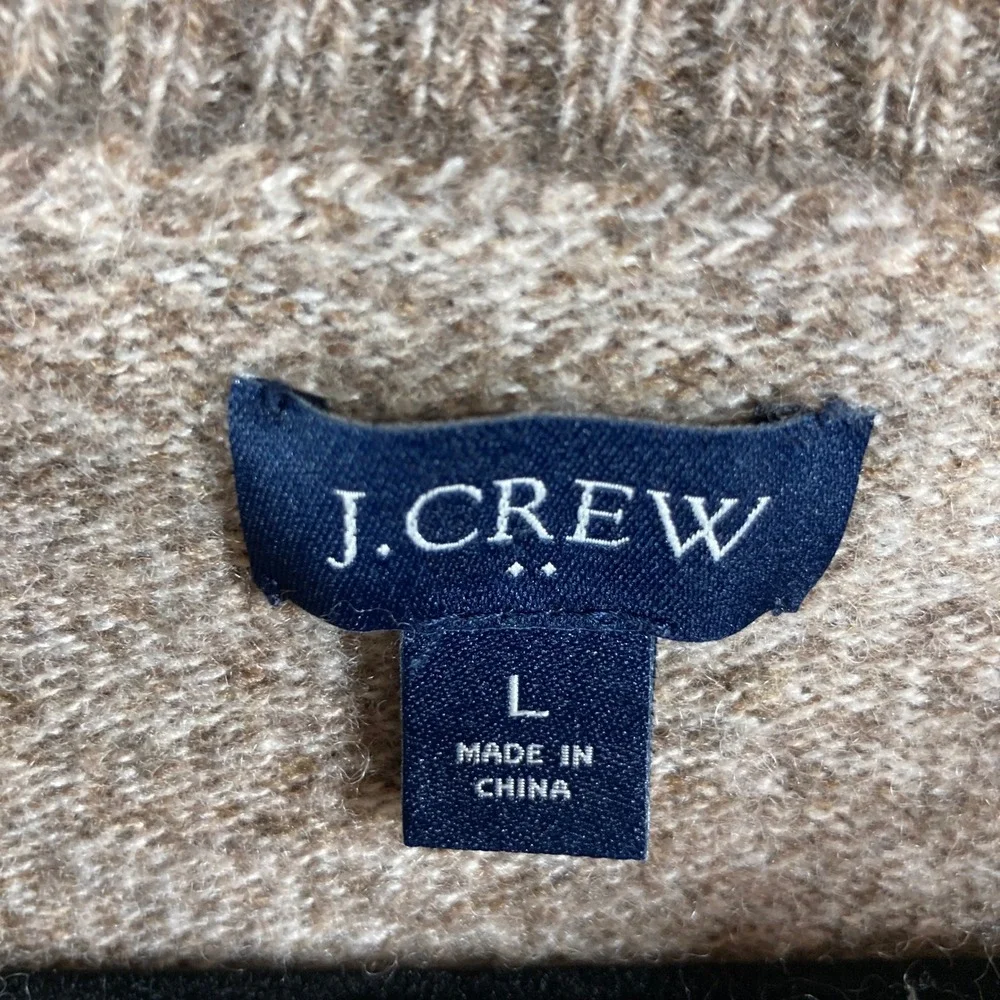 J. Crew Factory‎ Men's Wool Blend Crewneck Sweater Sz L Beige Preppy Classic